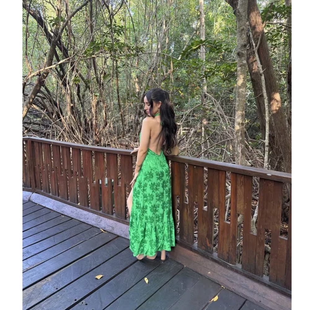Saylor Audie dress Elegant Green Halter Maxi Dress - Picture 5 of 12